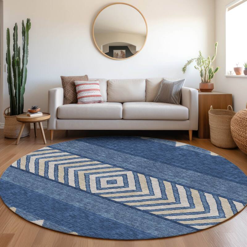 Premium Washable Super Soft Southwest Ombre Mayfield Rug - Navy - 8' x 8'