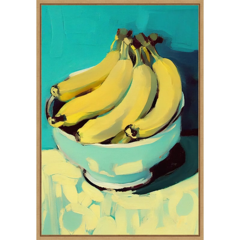 Bowl of Bananas by Treechild (23 x 33 in.), Framed Canvas Wall Art Print