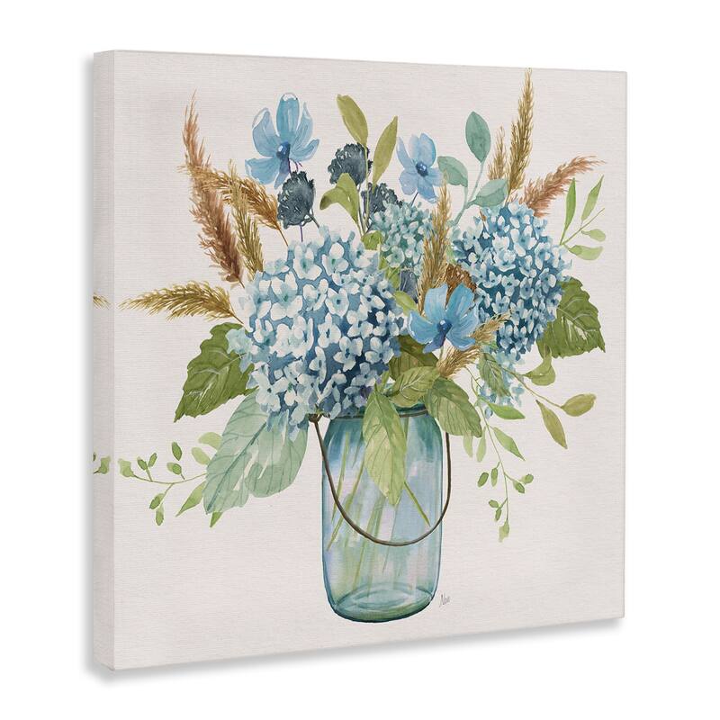 Stupell Hydrangea in Mason Jar Canvas Wall Art Design By Nan
