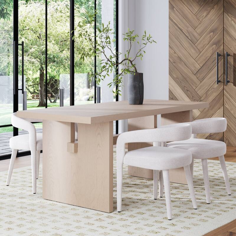 Briggs Modern Dining Table for 6, Small Rectangle Dining Table with Solid Wood Legs - Raw Oak