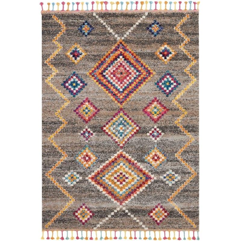 Nourison Moroccan Casbah Boho Geometric Tassel Area Rug