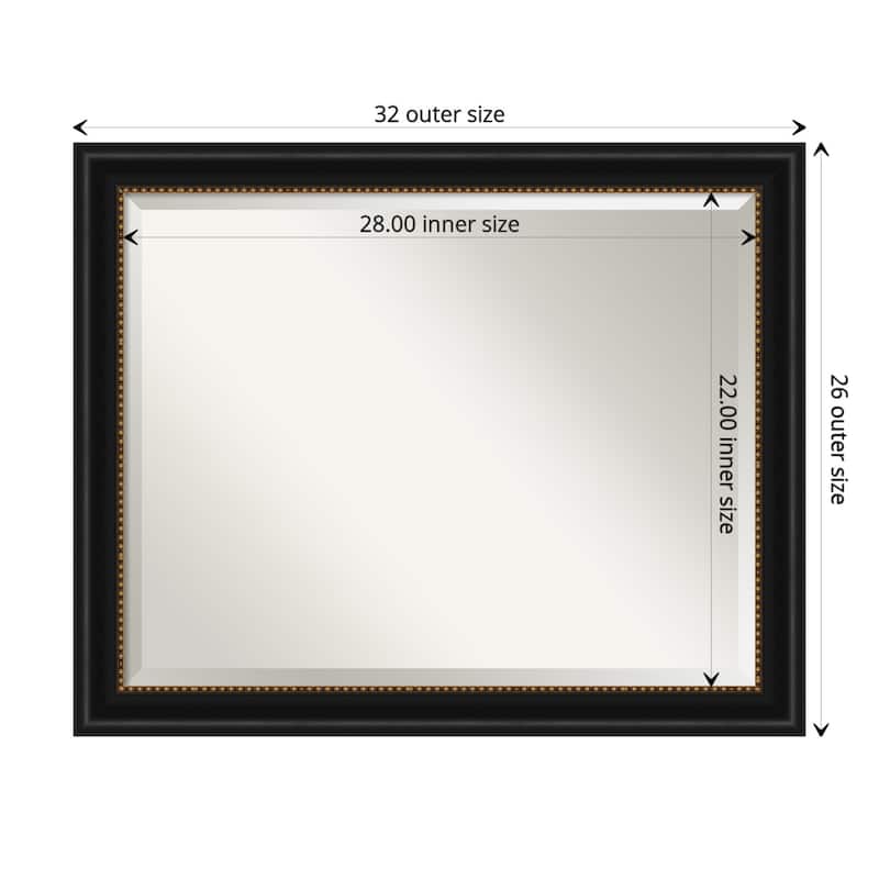 Beveled Bathroom Wall Mirror - Manhattan Black Frame - Manhattan Black - Outer Size: 32 x 26 in