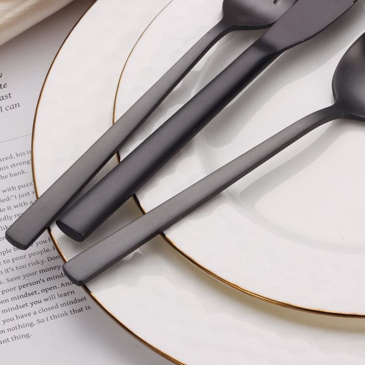 20 Pc Matte Flatware Set with Square Handles