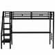 preview thumbnail 7 of 11, Metal Twin Loft Bed Frame with Desk, No Box Spring Needed, Black