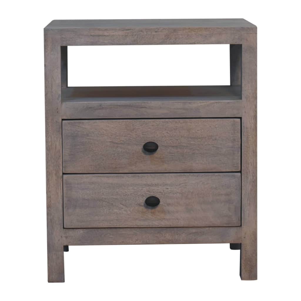 Artisan Furniture Solid Wood Acid Wash 2 Drawer Open Bedside