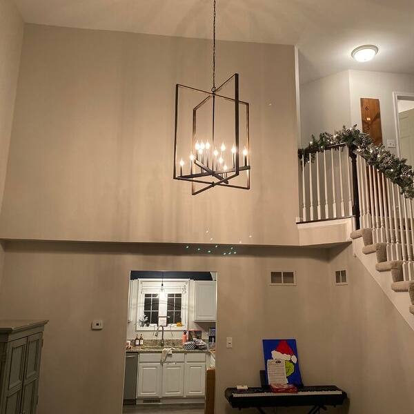 slide 9 of 20, Acroma 12 Light Modern Farmhouse Rustic Pendant Chandelier-UL Certified Weathered Walnut