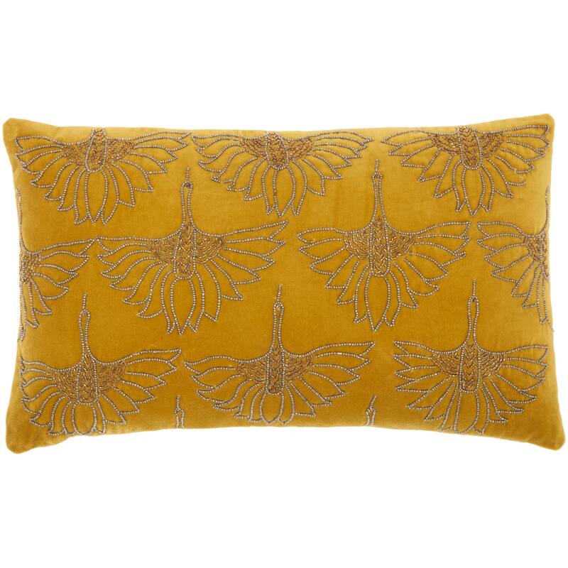 Mina Victory Beaded Flowers Throw Pillow