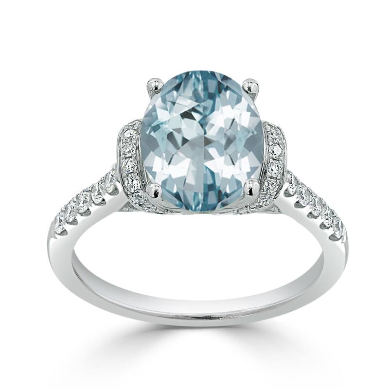 Auriya Modern 1 3/8ct Oval Aquamarine and Diamond Engagement Ring 3/8cttw 14k Gold