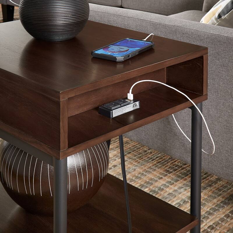 Elio Two-Tone Rectangular End Table with USB Port by iNSPIRE Q Modern - End Table