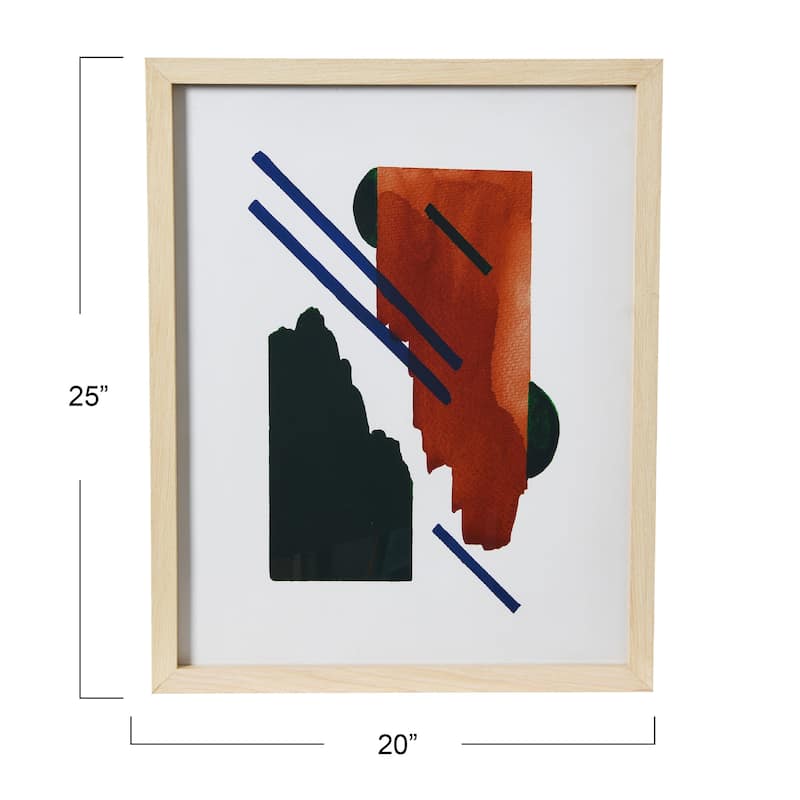 Abstract Geometric Print with Solid Wood Frame and Glass Cover