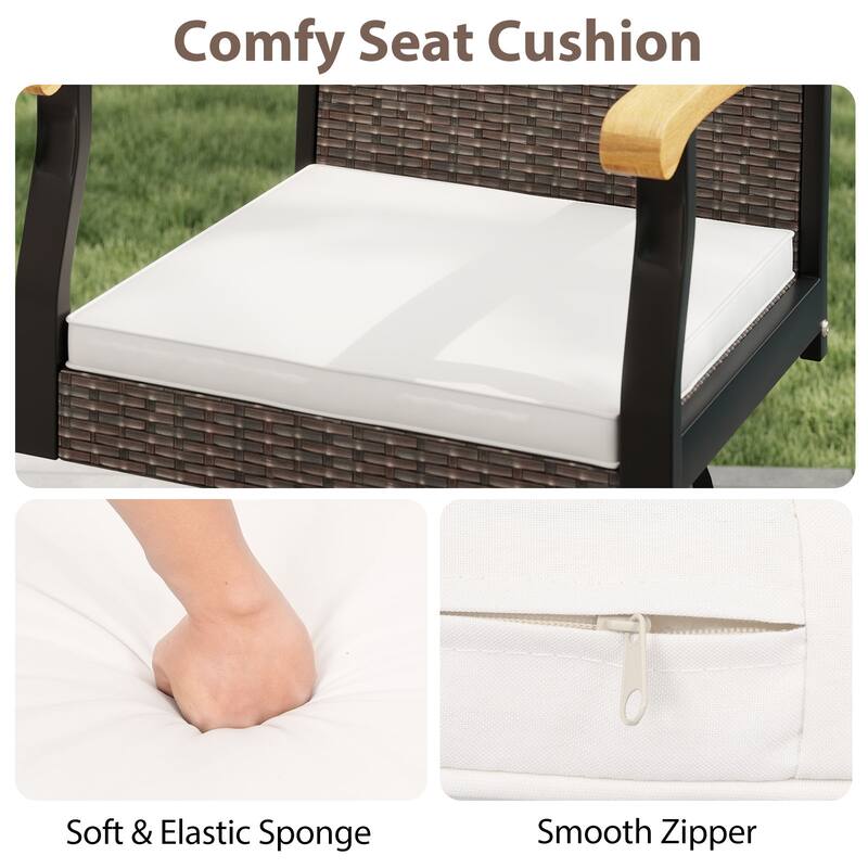 Gymax Outdoor Rattan 360 degree Swivel Bar Stool w/ Removable Cushion