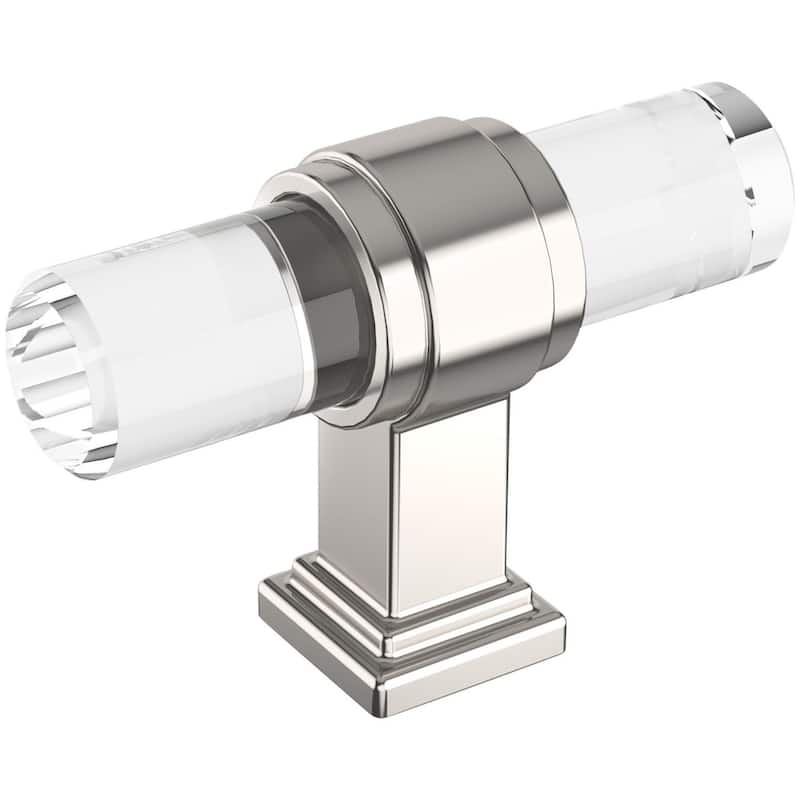 Amerock BP36977 Glacio 9/16" Bar Cabinet Knob - Clear / Polished Nickel