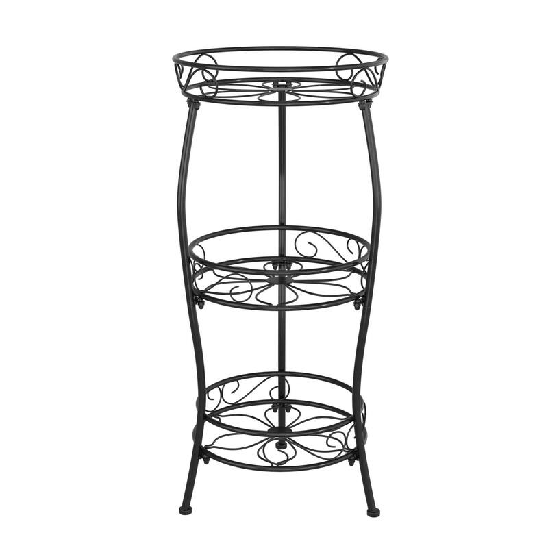 3 Tier Plant Stand Indoor Outdoor, 33.8 inch Tall Metal Potted Holder Rack,Multiple Flower Pot Shelf