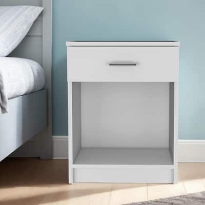 HomeRoots 22" White One Drawer Faux Wood Nightstand
