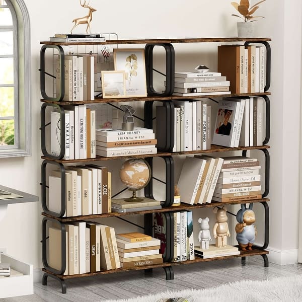 slide 2 of 20, 63'' 5-Tier Open Metal Bookshelf Black
