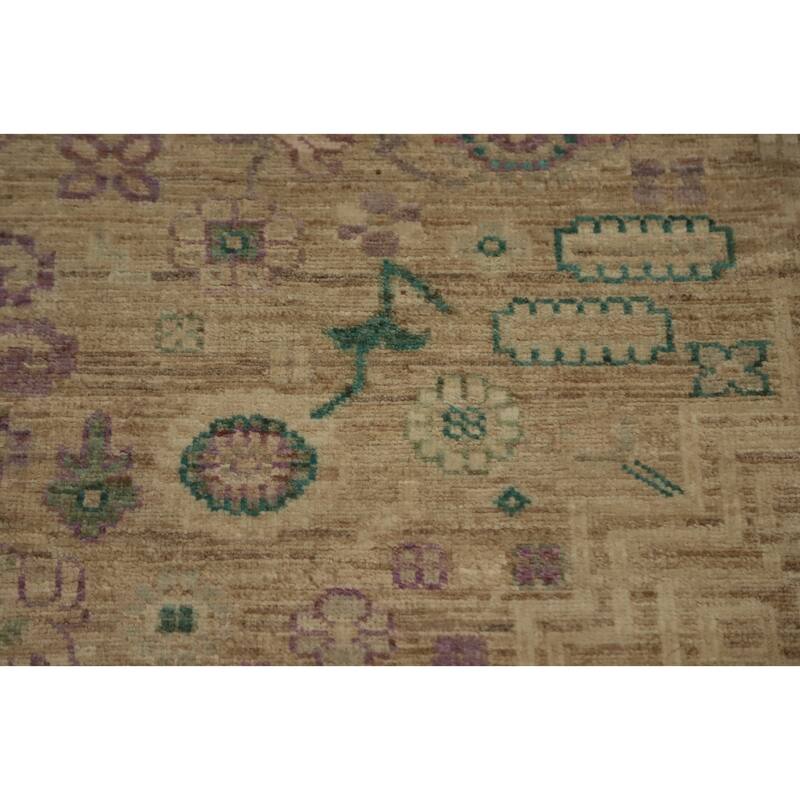 Hand Knotted Oriental 100% Wool Carpet Traditional Floral Brown Ziegler Area Rug - 9' 9'' X 8' 1''