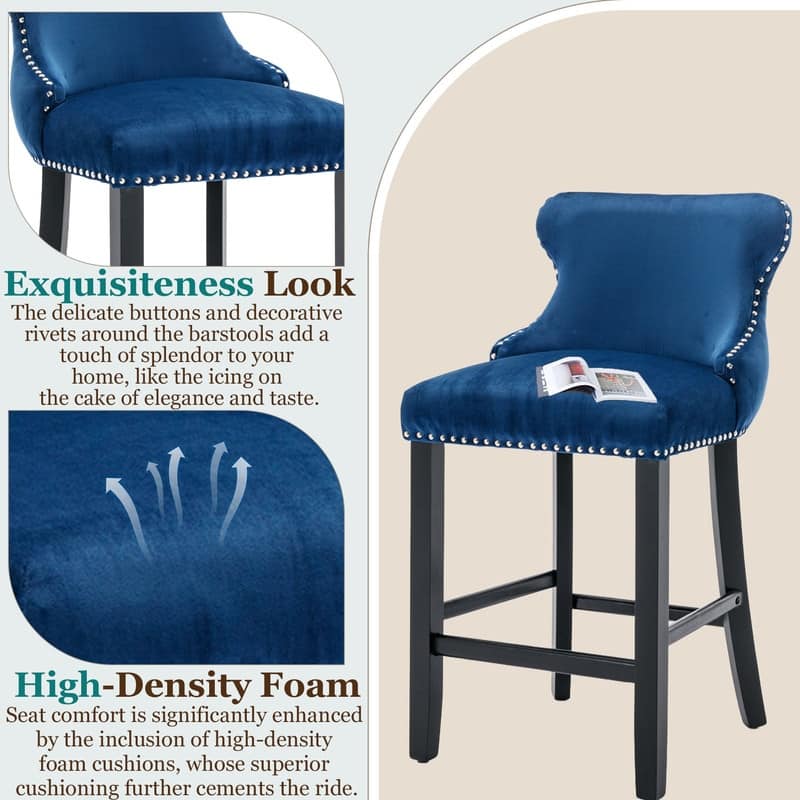 Upholstered Wing Back Bar Stools (Set of 6)