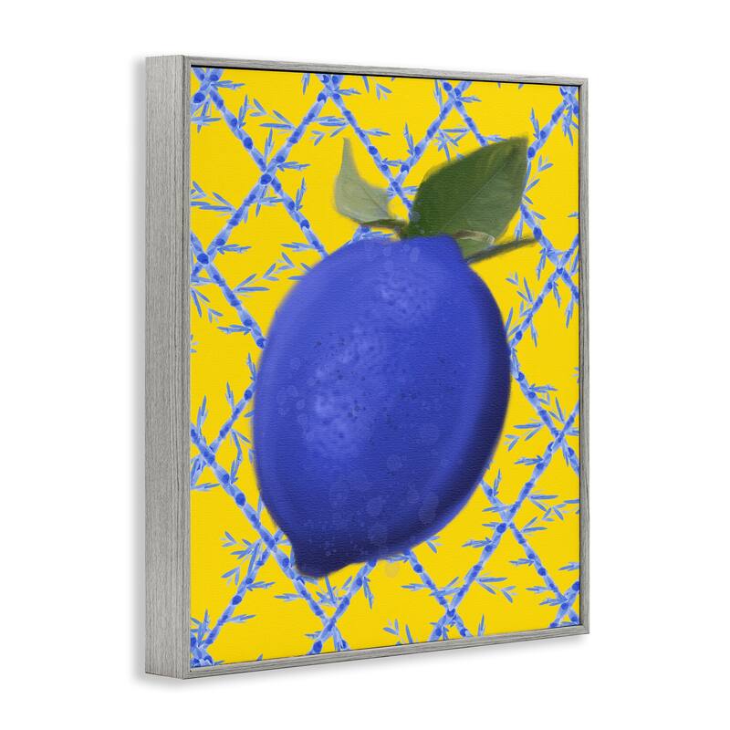 Stupell Blue Lemon over Yellow Framed Giclee Art Design By Matthew Piotrowicz