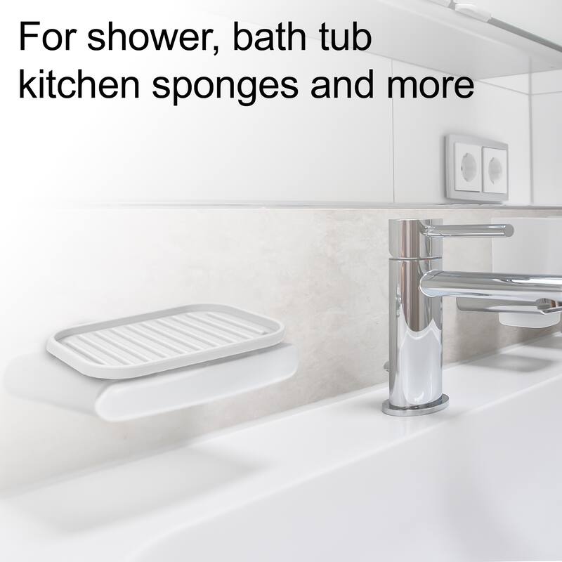 Soap Dish Keep Soap Dry for Home Bathroom Kitchen Silicone - Light Gray - 13.5x9cm