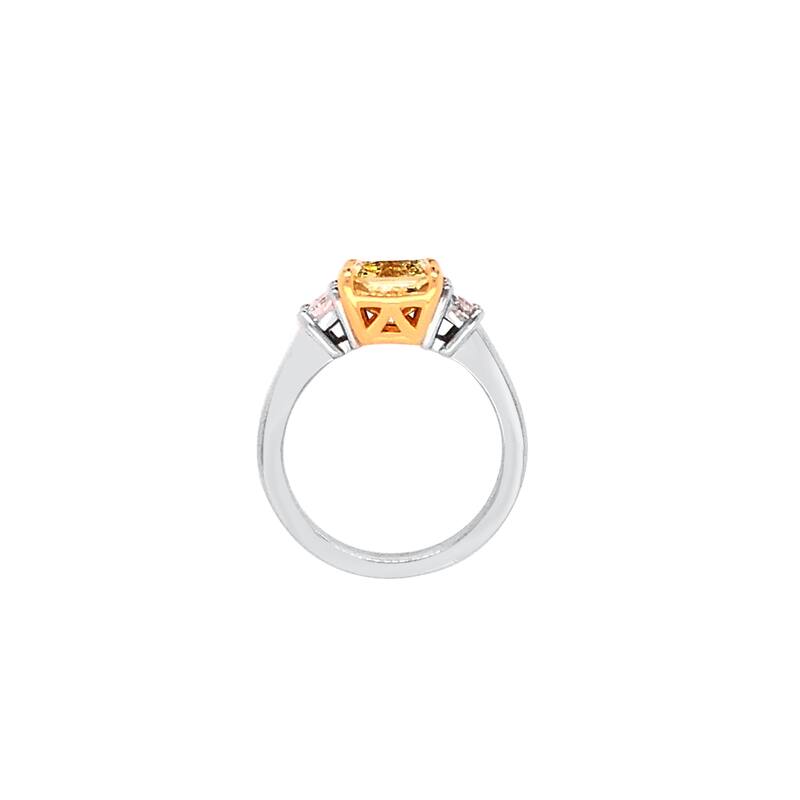 Auriya Platinum 3 3/5CTW 3 Stone Radiant Yellow Diamond Engagement Ring in (E, VS1)