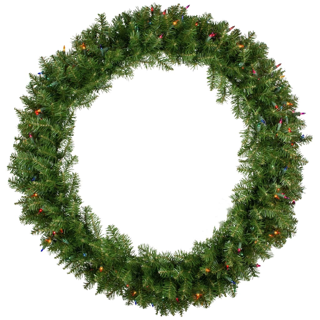 Pre-Lit Rockwood Pine Artificial Christmas Wreath 36-Inch Multi Lights - 36"