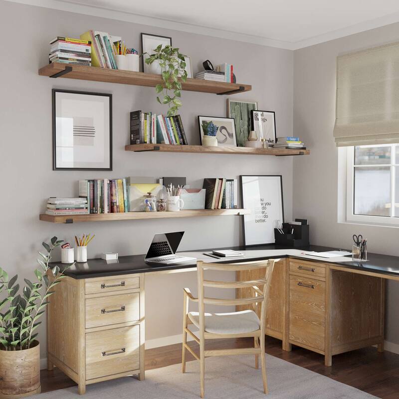 Wallniture Forte Wood Board 60" Long, 11.25'' Deep, 1.5" Thick, Wood Floating Shelf for Wall with Heavy Duty Metal Brackets, 1pc