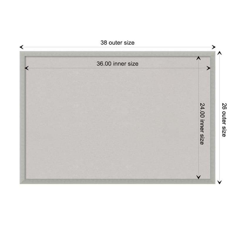 Silver Leaf Wood Framed Grey Corkboard Bulletin Board - Board Size 36x24