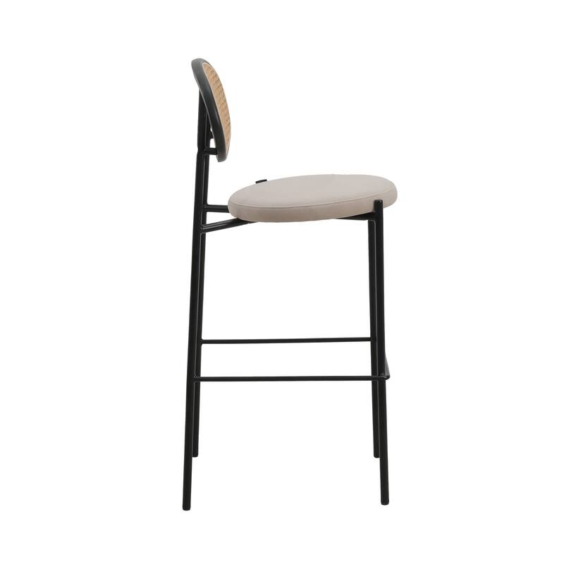 LeisureMod Euston Modern Wicker Bar Stool with Powder Coated Steel Frame - 42"