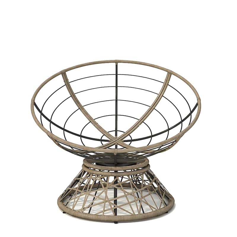 Polypropylene Wicker Swivel Lounge Chair with Thick Cushion and 360° Rotation