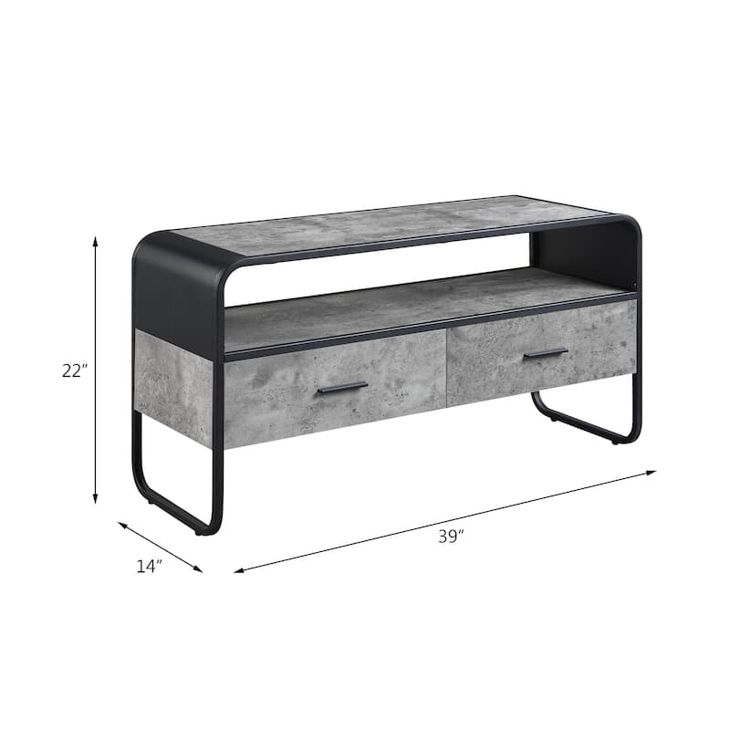 Raziela Concrete Gray & Black Finish TV Stand