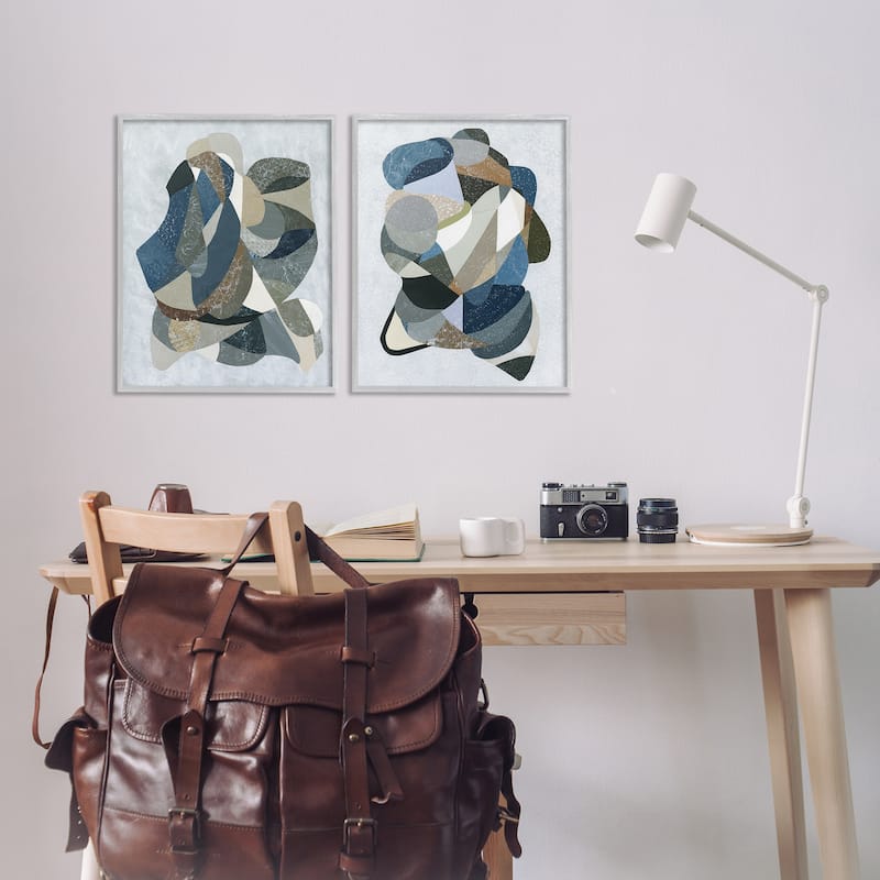 Stupell Neutral Geometric Patterns Framed Giclee Art Design By Coco Good (Set of 2)