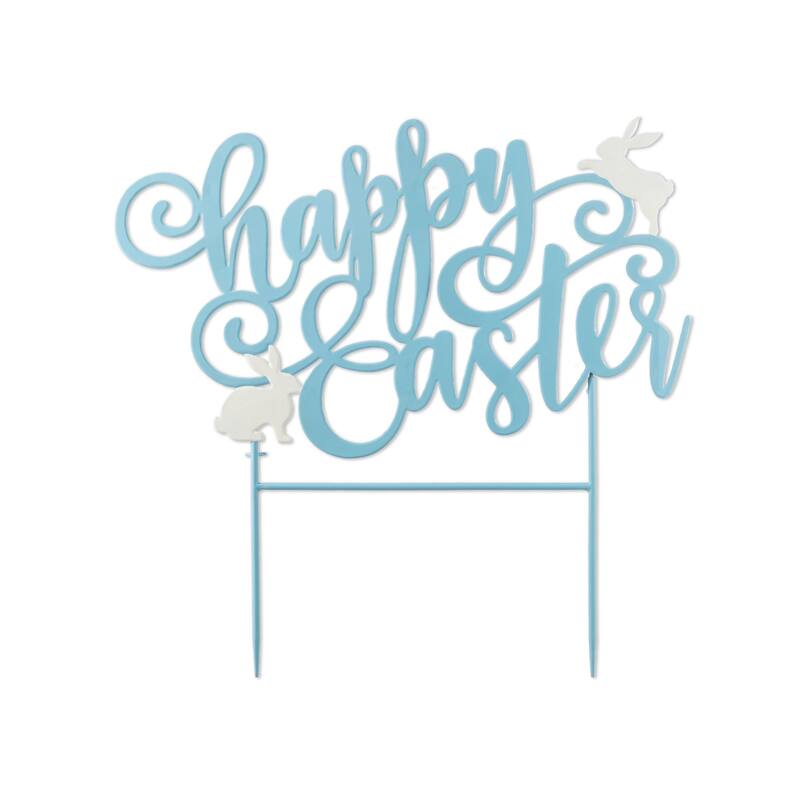Glitzhome 24"L Metal Happy Easter Yard Stake Word Sign Wall Decor