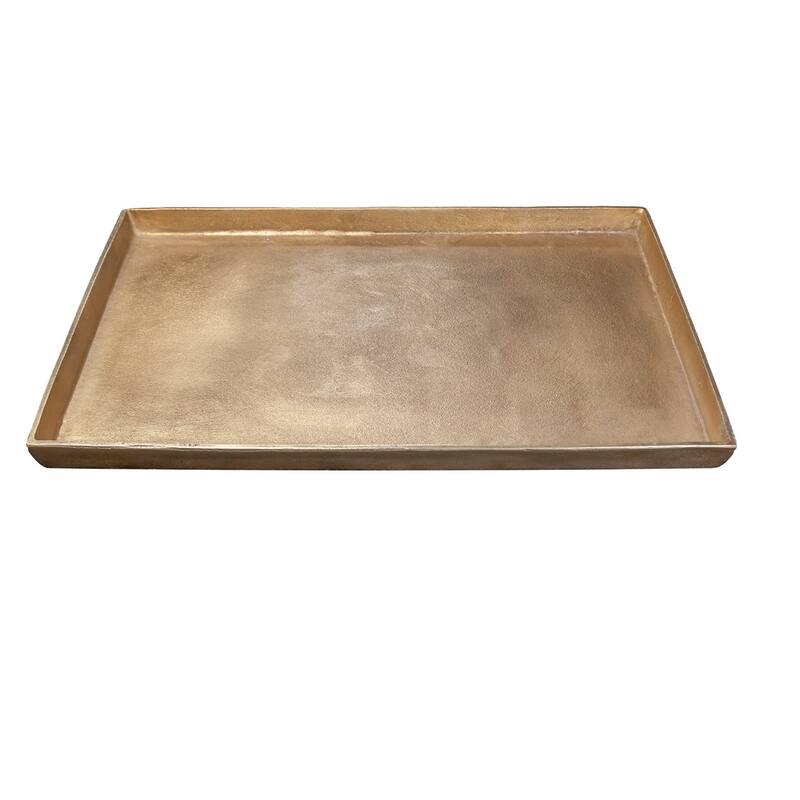 Lg. Cast Aluminum Rectangle Tray Brass Antique