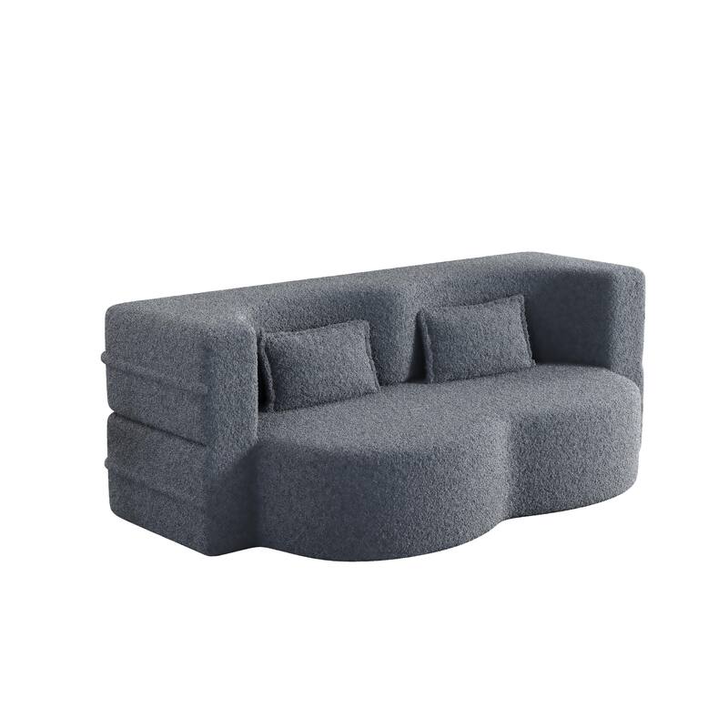 Convertible Teddy Fabric Foam-Filled Sleeper Sofa Bed