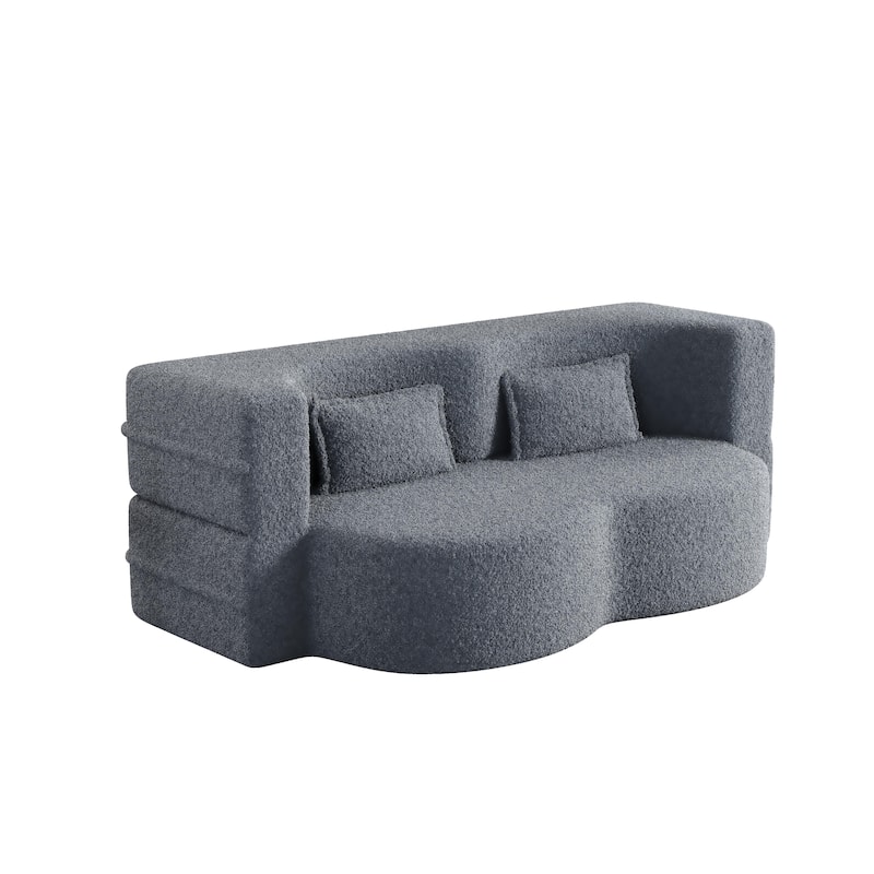 Teddy Fabric Floor Sofa with 2 Pillows
