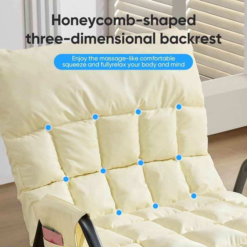 Mixoy Adjustable Widen Rocking Chair,Modern Lounge Nursery with Iron Frame