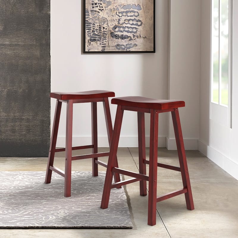 Cadiz Saddle Seat 29" Bar Height Backless Stools (Set of 2)