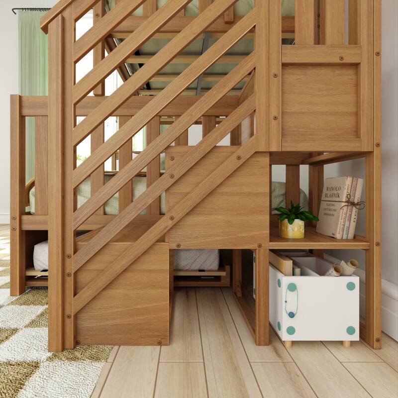 Max and Lily Twin over Full Staircase Bunk Bed with Trundle