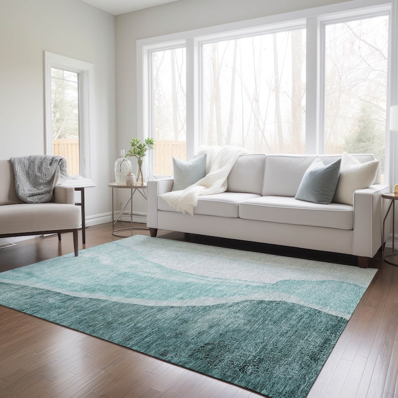 Machine Washable Indoor/ Outdoor Chantille Modern Abstract Rug