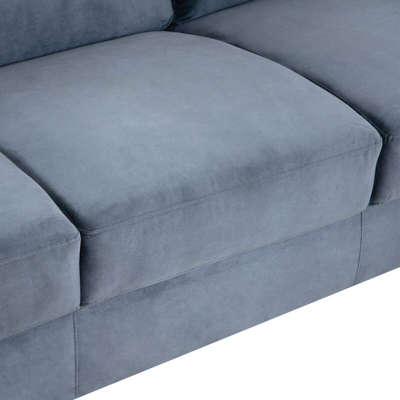 Comfortable Gray Velvet Sectional Sofa for Small Spaces