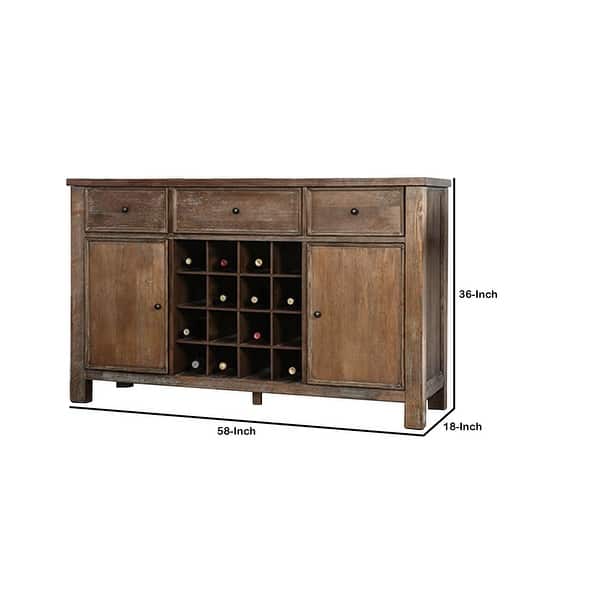 Server Rack Cubby Distressed Wooden 3 Drawer Server with Multiple Cubbies, Brown - Bed ...