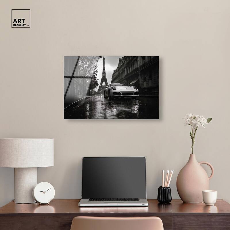 Driving in the Rain Paris Acrylic by Art Remedy, Ready to Hang