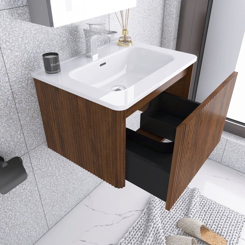 24 in./ 30 in. W Wall Mounted Bathroom Vanity with Integrated Ceramic Sink and Drawer