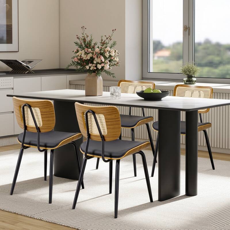 Faux Leather Upholstered Dining Chairs Set of 2/4 - 33.5"H x 19.3"W x 23"D