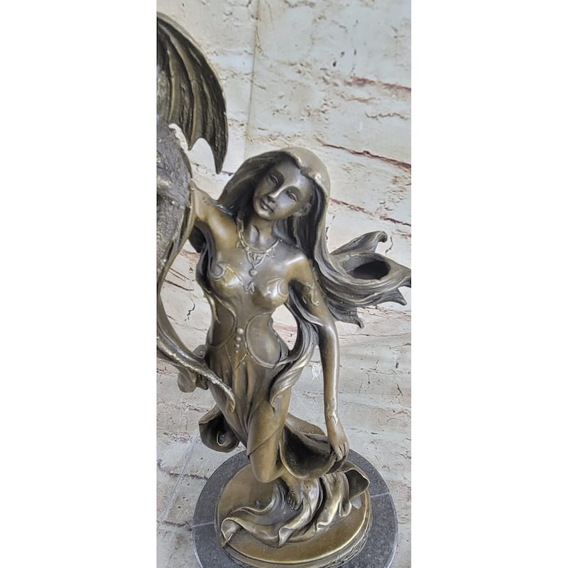 Dragon Lady Bronze Sculpture - Fantasy Mythological Art