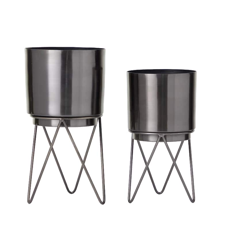CosmoLiving by Cosmopolitan Metal Modern Planter (Set of 2) - S/2 12", 10"H