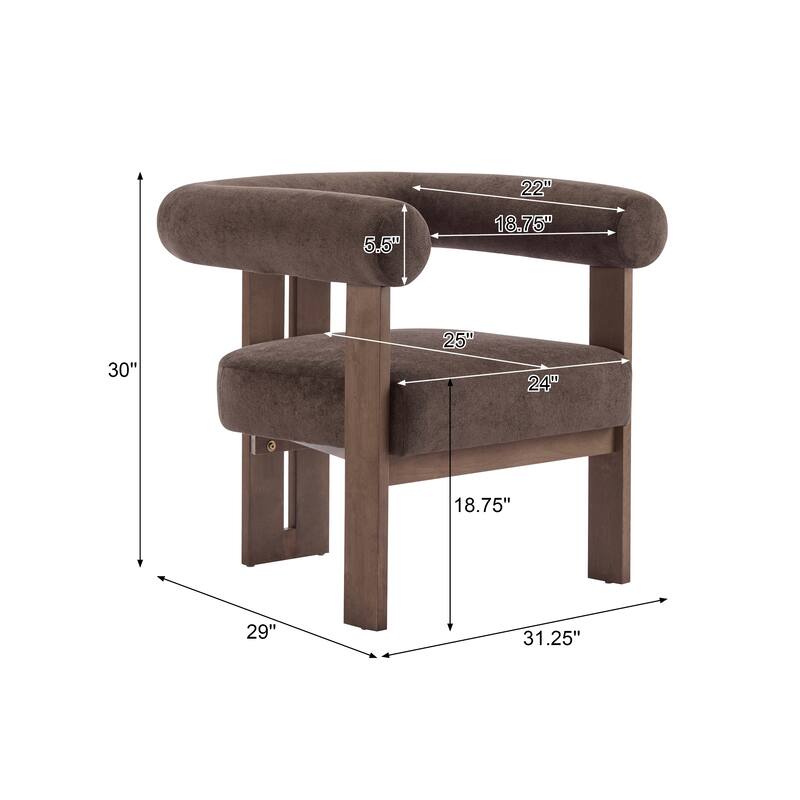 Roomfitters Modern Upholstered Round Arm Accent Chair with Wood Frame,