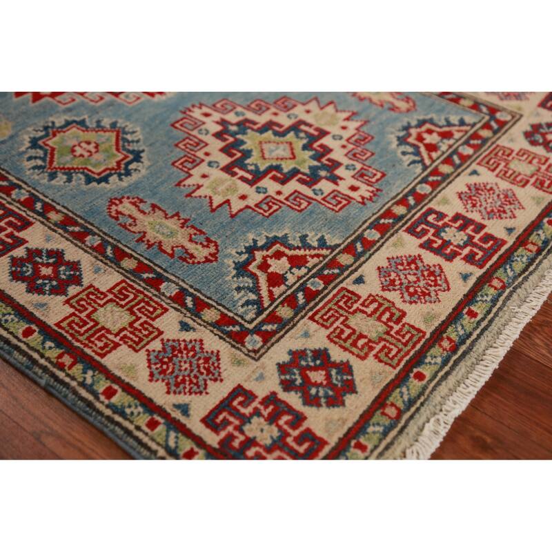 Blue Kazak Foyer Rug Traditional Oriental Handmade Wool Carpet - 2'8"x 4'1"