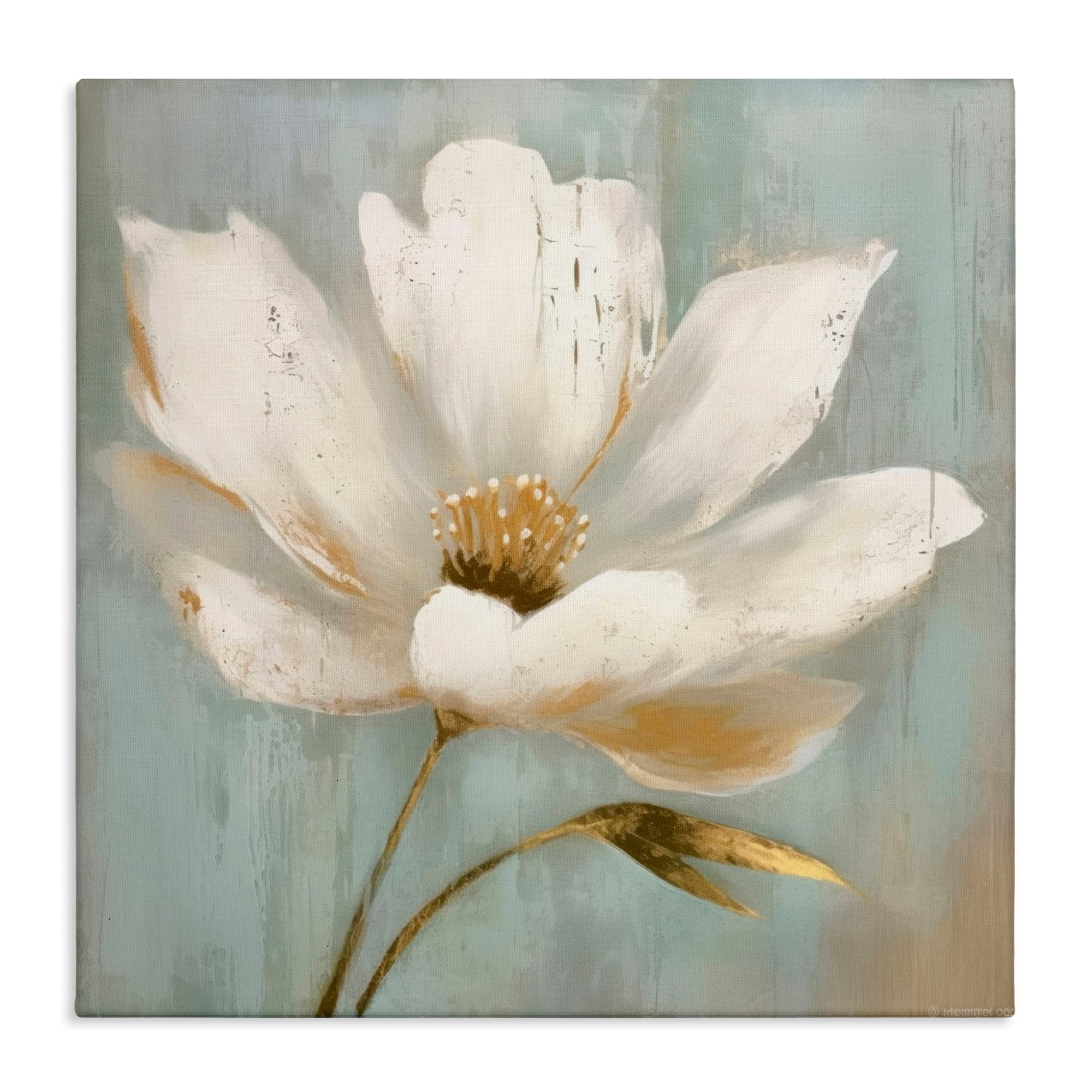 Stupell Gold Brushed Flower Canvas Wall Art Design By LSR Creative Studio