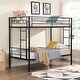 preview thumbnail 1 of 5, Black Twin over Twin Size Metal Bunk Bed with Ladder Black